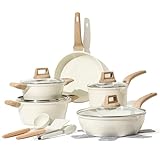 CAROTE Topfsets Pfannenset 14-Teilig,Pfanne 24cm,Stielkasserolle 1.7L,Topf...