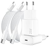 25W USB C Ladegerät, 2 Pack Ladekabel für iPhone 17 16 15/ Pro/Pro...
