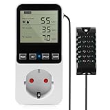 Temperaturregler Steckdose 230V Luftfeuchtigkeitsregler mit Fühler,...