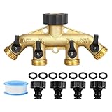 4 Wege Verteiler Wasser, Wasserverteiler 4Fach, 4-Wege-Verteiler mit 4...