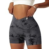 Vertvie Damen Gym Shorts V Cross Stretch Push Up Yoga Shorts Booty Scrunch...
