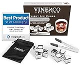 Whisky Steine Set - 8 Wiederverwendbare Edelstahl Eiswürfel, Zange +...