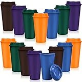 LYCN 15 Pack Wiederverwendbare Kaffeebecher mit Deckel, 470ml Bunter...