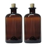 mikken | 2 x Apothekerflasche 500 ml Glasflasche mit Korken und Etiketten