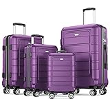 SHOWKOO Kofferset 4 Teilig Familienset Hartschale Leicht ABS+PC Erweiterbar...