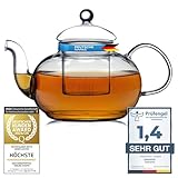 Mundgeblasene Teekanne mit Teefilter & Teesieb Kanne mit Filtereinsatz aus...