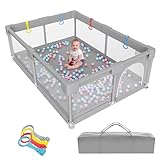 Laufstall Baby 180 * 200CM, laufstall baby faltbar mit Saugnäpfen,...