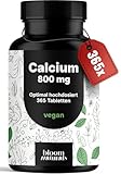 Calcium Tabletten Hochdosiert - 365 Tabletten - 800mg Calcium pro Tag -...