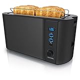 Arendo - Edelstahl Toaster Langschlitz 4 Scheiben - Defrost Funktion -...