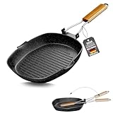 Mihoho Grillpfanne Induktion gerillt, 24 x 24 cm steinbeschichtet...