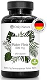 Only Nature® Roter Reis 600 mg - Hochdosiert - 120 Kapseln - in...