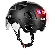 ILM Smart Fahrradhelm Damen Herren mit Visier Warnung Bremse LED...