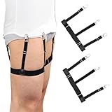 CPJJ 2 Stück Shirt clip, strumpfband schwarz, hemdhalter herren, garter...