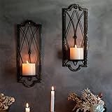 2 Stück Kerzenhalter Wand Vintage,Hängende Metall Wandkerzenhalter für...