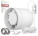 BUMSOU Rohrventilator 100 mm Regelbare Geschwindigkeit, 145m³/h Rauchabzug...