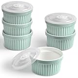 homEdge Auflaufförmchen-Set aus Porzellan mit Deckel, 240 ml Eisschale,...