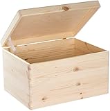 LAUBLUST Holzkiste mit Deckel - 40x30x24cm, Natur, FSC® - Allzweckkiste...