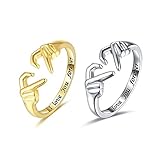 QKEPCY 2 STÜCK 925 Sterling Silber Umarmungsringe für Frauen Herz Ring I...