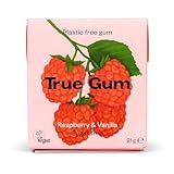 True Gum, Plastikfreier Kaugummi, Himbeere & Vanille, Vegan, 21 g