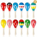 12 Stück Maracas aus Holz, Hölzerne Maracas für Kinder, Holzrassel Baby...