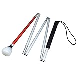 Aluminium Faltlangstock mit 5 Stocksegmenten,Kunststoff-Rollspitze, weiße...