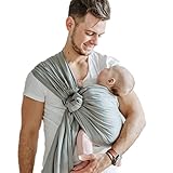 Shabany® - Ring Sling Tragetuch - 100% Bio Baumwolle - Babybauchtrage für...