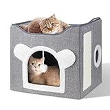 Furjoy Katzenbetten für Indoor Katzen, Faltbares Katzenhaus, Katzenhöhle...
