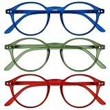 OPULIZE REY Lesebrille - 3er-Pack - Runder Retro-Rahmen - Mattblau, Grün,...