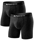 FORVEVO Merino Boxershorts Herren Lang Bein 2er Pack, Atmungsaktiv...