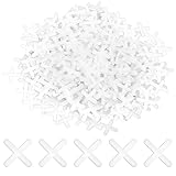 WJIAAA 500 Stück Weiße Fliesenkreuze, 3mm PVC Abstandshalter,...