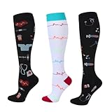 PYEUIFT 3 Stück Kompressionsstrümpfe Damen Herren Stützstrümpfe...