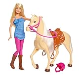 Barbie-Puppe und Pferdespielzeug, Reitzubehör, 1 Puppe und 1 Pferd...