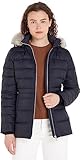 Tommy Hilfiger Damen Daunenjacke Down Jacket With Fur Winter, Blau (Desert...