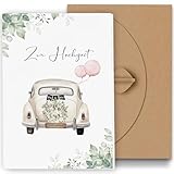 Premium Hochzeitskarte mit Umschlag aus Kraftpapier -Karte Hochzeit Modern,...
