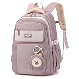 Clufar Schulrucksack Mädchen Teenager für Schule Daypack Lila Rucksack...