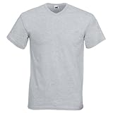 Fruit of the Loom Herren T-Shirt Valueweight V-Neck T 61-066-0 Heather Grey...