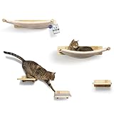 WOOWOOD® Kletterwand Katzen inkl. 2X Katzentreppe Wand [Massivholz] I...