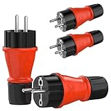RedStar24 Schuko Stecker 230V IP54 4er Set Robuster Schutzkontaktstecker...
