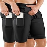 Niksa 2er Pack Herren 2 in 1 Shorts Schnelltrocknende Sporthose Herren Kurz...