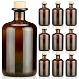 9x Apothekerflaschen braun 500ml leer Holzkorken natur, elegante Braunglas...