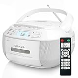 Greadio Tragbarer CD Player, Boombox Kassettenspieler mit Bluetooth, FM...