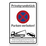 Privatparkplatz Schild Parken Verboten (20x30 cm Kunststoff) - Hochkant -...