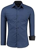 J'S FASHION Herren-Hemd - Slim-Fit - Langarm-Hemd Freizeithemd -...