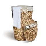 Casa Mina® Wäschekorb mit Deckel D35 x H55cm hoch I Atmungsaktiver...