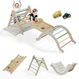 LEADZM 9-in-1 Montessori-Klettergerüst mit Kissen, Kletterdreieck Set mit...