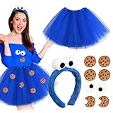 BOFUNX Damen Tüllrock Blau Tutu Rock Minirock + Haarreif mit Augen...