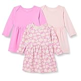 Amazon Essentials Baby Mädchen Baumwollkleid Mit Langen Ärmeln, 3er-Pack,...