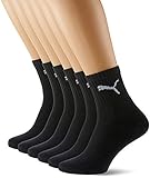 PUMA Herren Short Crew Socks Frotteesohle 6er Pack Sportsocken, Schwarz,...