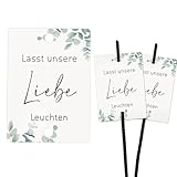 50 Stück Wunderkerzen Hochzeit Etiketten Lasst unsere Liebe leuchten...