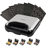 5-in-1 Sandwichmaker Waffeleisen Nussbäcker Kontaktgrill Elektogrill mit...
